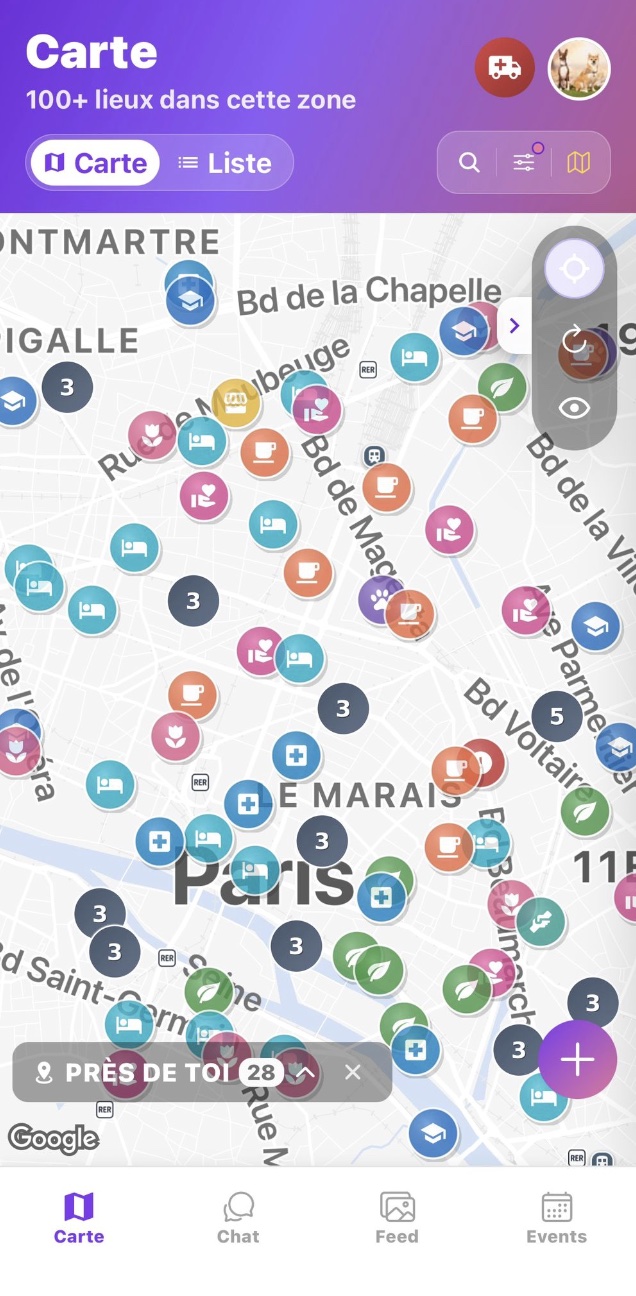 Écran de la carte FriendzyPet sur mobile