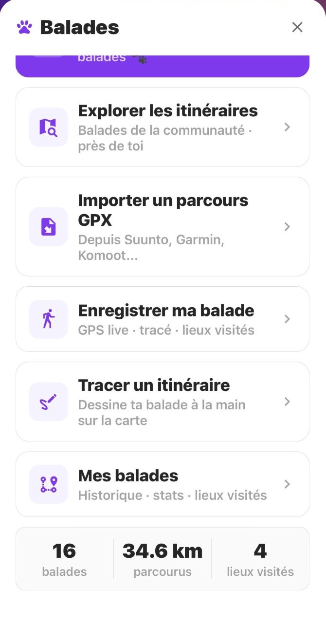 Hub des balades sur FriendzyPet