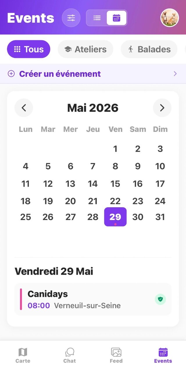 Vue calendrier mensuel