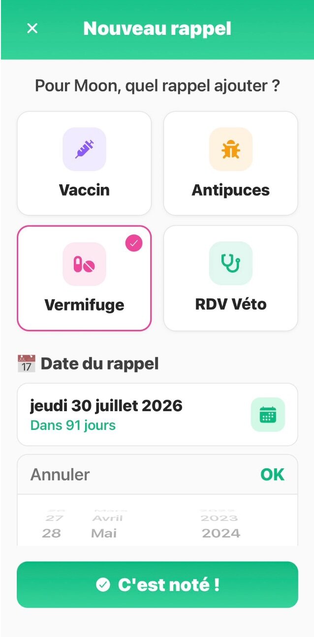 Création d'un rappel avec date